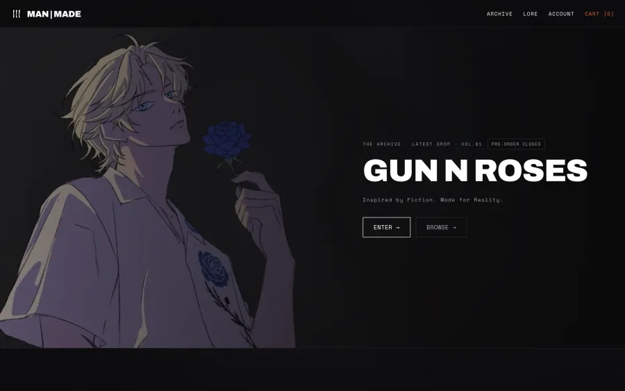 MAN|MADE home page announcing the Gun N Roses drop