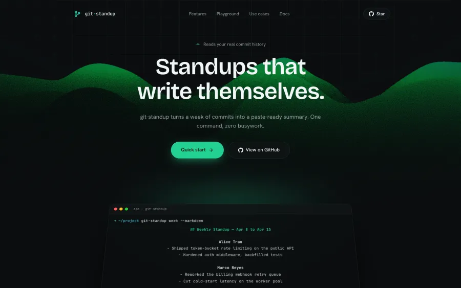 git-standup website: Standups that write themselves